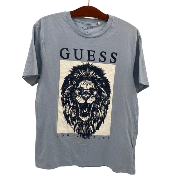 GUESS Los Angeles Men's T-Shirt Large  Lion Graphic Casual Crew Neck Tee - Picture 1 of 7